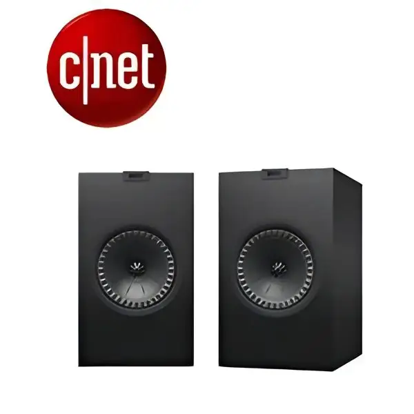 KEF Q350 Paar: schwarze Regallautsprecher mit konzentrischen Treibern, optimiert gegen unerwünschte interne Resonanzen, gehäuses versetzt