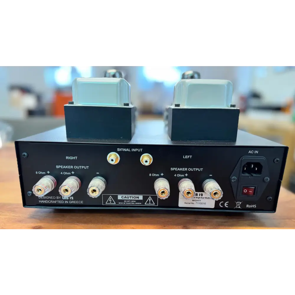 Black LAB 12 Mighty Endstufe weiss EL-34 mit Vacuum tubes, speaker outputs, signal inputs