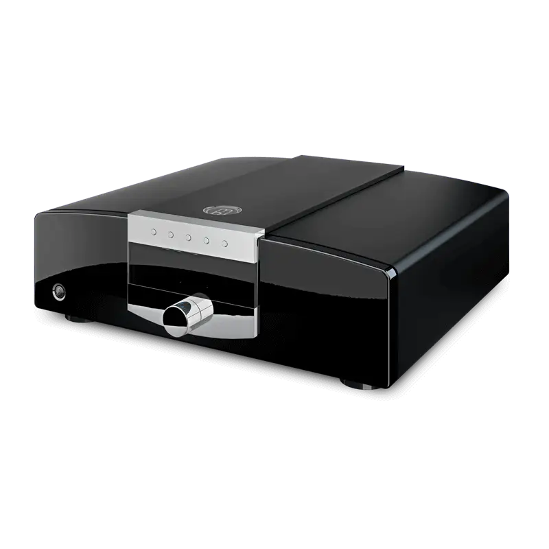 Sleek schwarzer MBL C41 Netzwerkplayer mit gebürsteter Metallschaltfläche