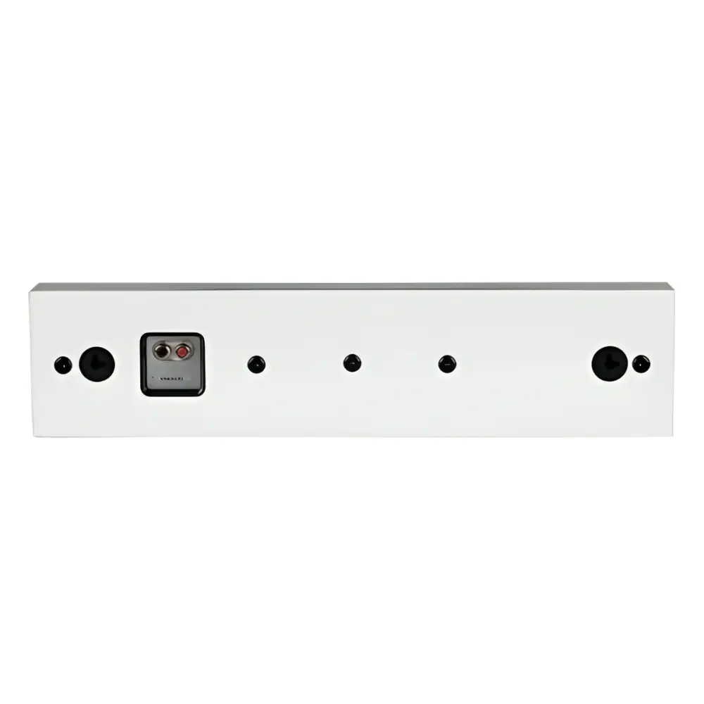 Weiße Monitor Audio Radius 225 Soundbar mit hinteren Eingangsanschlüssen und Montagepunkten, inklusive 100mm c-cam® hochtöner