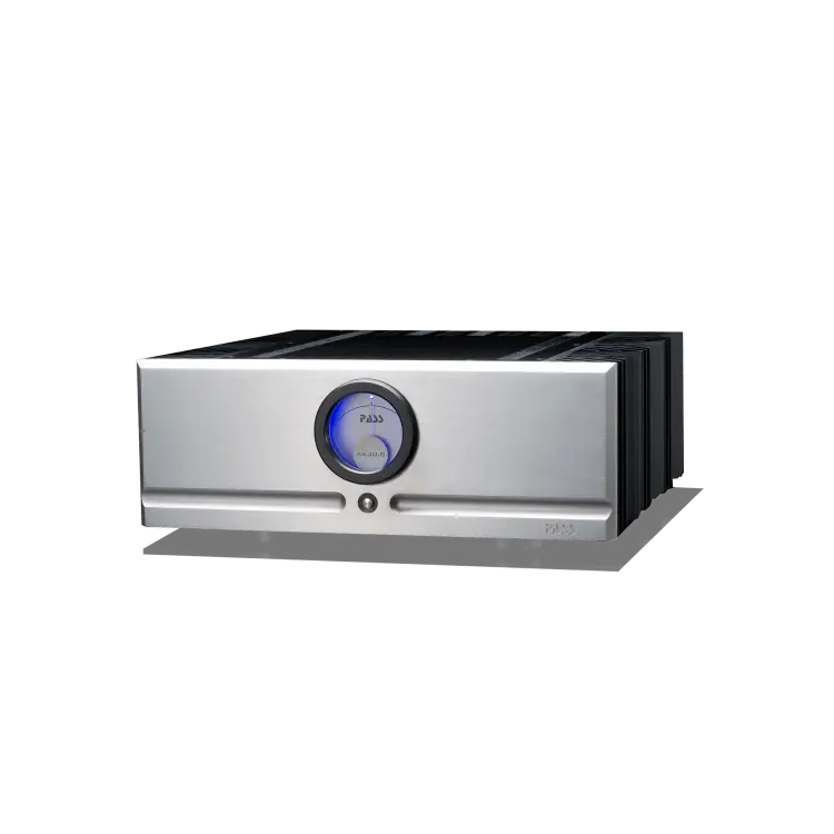 Hochwertiger Pass Labs XA 30.8 AC Stereo-Endstufe mit blauer Displaybeleuchtung