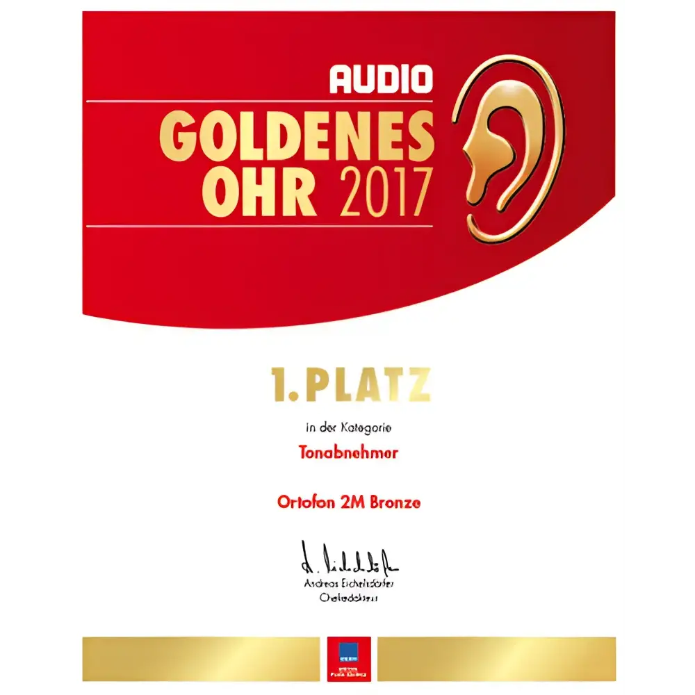 Zertifikat für einen Audio Award mit Ortofon Quintet Bronze im Pro-ject 6Perspex SB Hifiteam Edition