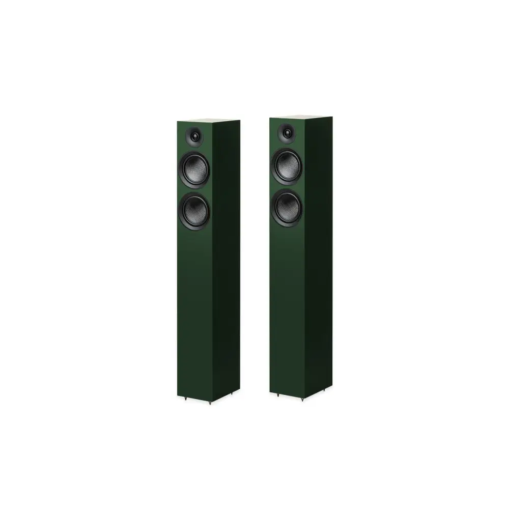 Paar pro-ject speaker box 12 e carbon standlautsprecher in dunkelgrün mit drei treibern und glossy finish, fairaudios favourite award