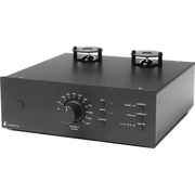 Schwarzer Audio-Vorverstärker mit offenen Vakuumröhren für besten Klang in Hifi Stereoanlage