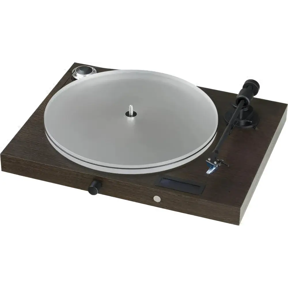 Darkes Holz-Turntable für PROJECT JUKEBOX s2 mit Acrylplatte und schwarzem Tonarm
