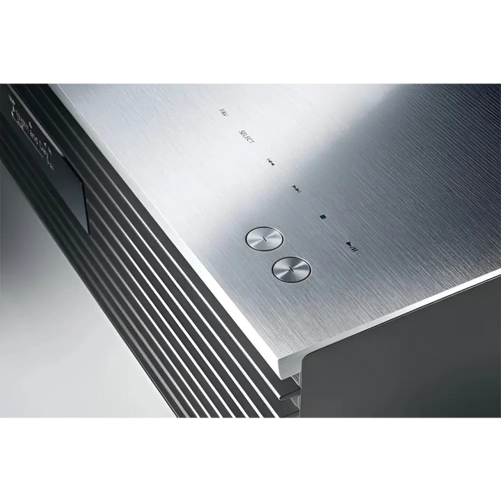 Brushed aluminum Technics Ottava SC-C70MK2 audio center with control buttons and app compatibility