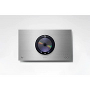 Sleek silberner Technics Ottava SC-C70MK2 Audio Center mit sichtbarer Disc, kompatibel mit Audio Center App