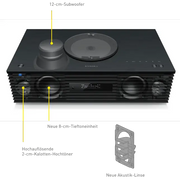 Schwarzes Technics Ottava SC-C70MK2 Audio-Center mit CD-Player und Lautsprechern