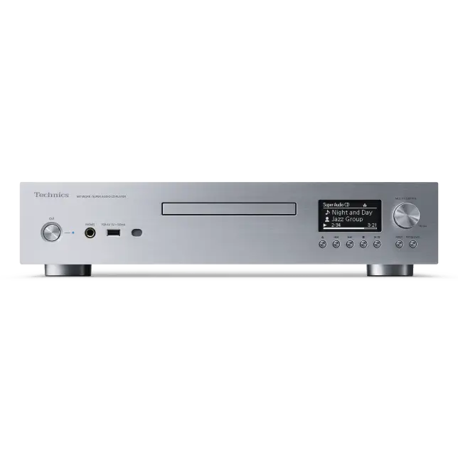 Silverfarbener Technics SL-G700M2 CD SACD NWP DAC mit digitalem Display und Steuerknöpfen