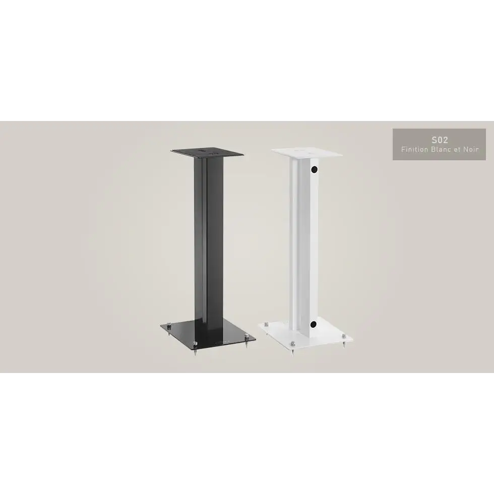 Paar Triangle S02 Lautsprecherständer, schwarz und weiß, für kompakte Lautsprecher, vibrationsarm