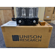 Schwarzer Tube-Verstärker mit Silberkäfig und zwei Röhren, Unison Simply Italy Jubiläumsedition