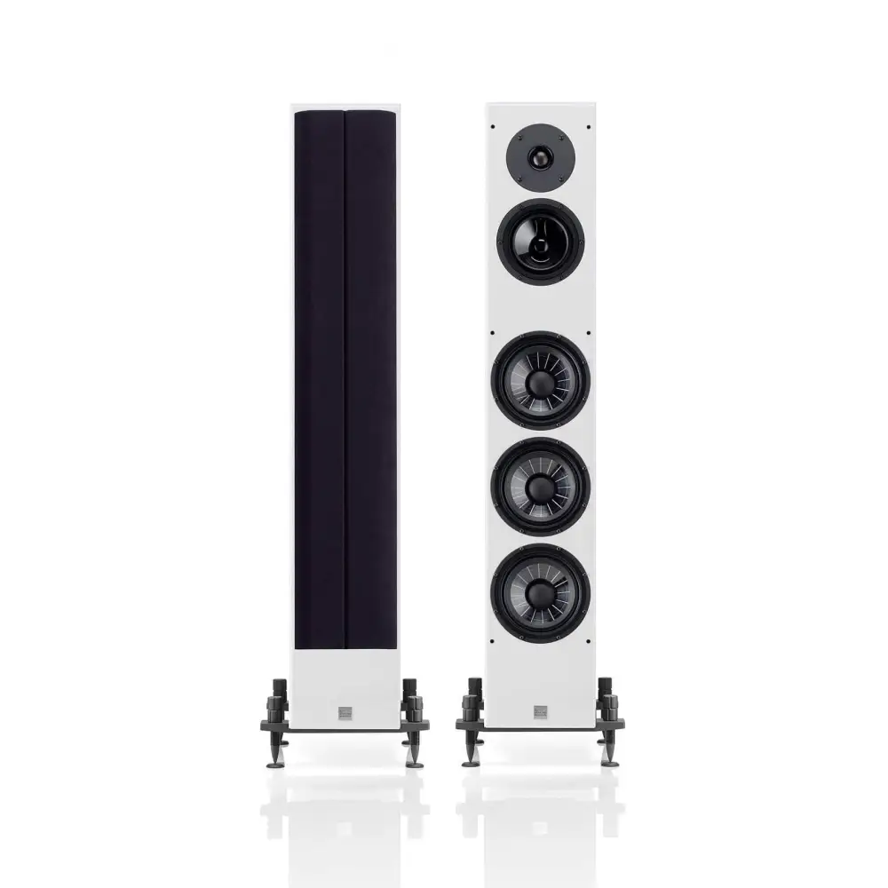 Zwei weiße und schwarze Standlautsprecher Vienna Acoustics Beethoven Concert Grand REFERENCE Paar